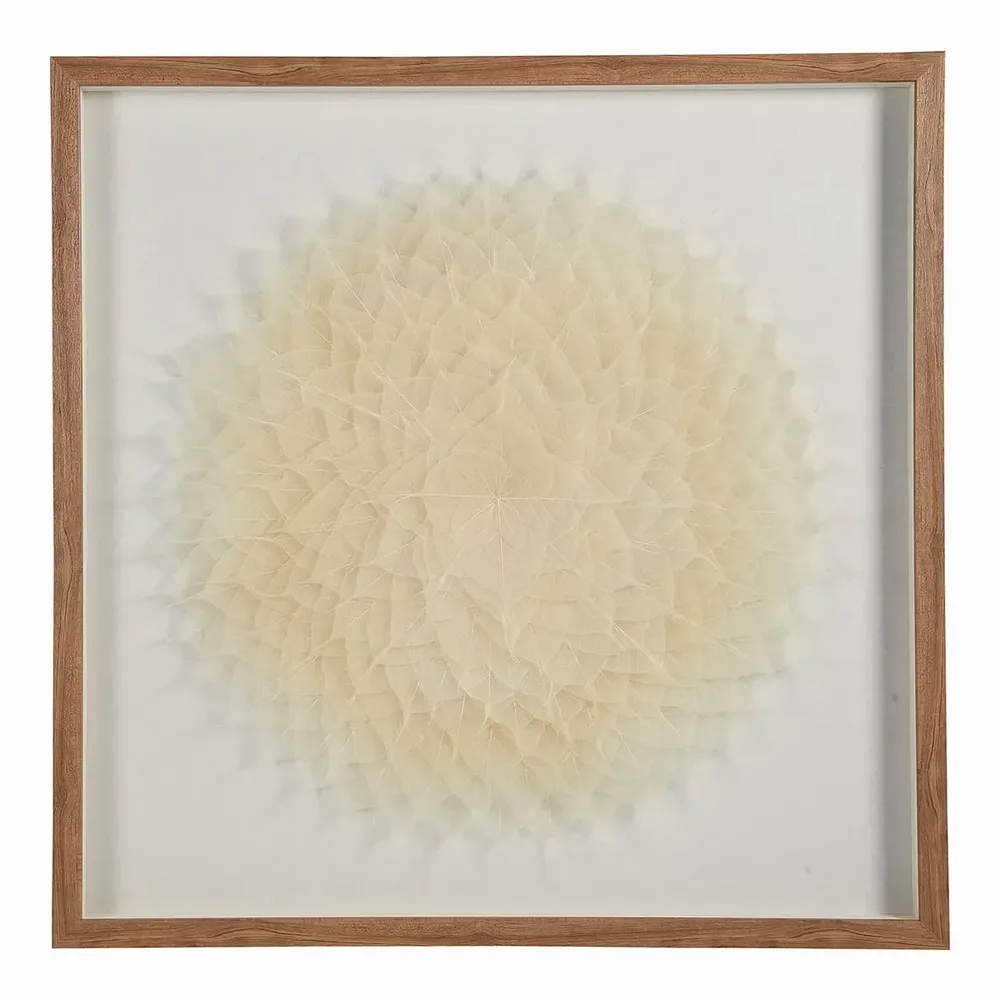 Flower wall decoration ecru leaves 80x80
