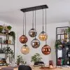 Gastor Suspension, Boule lumineuse, Suspension Ambre, Chrome, Cuivré, Fumé, 6 lumières