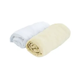 Lot 2 draps-housses jersey 60x120 cm Blanc / Ecru