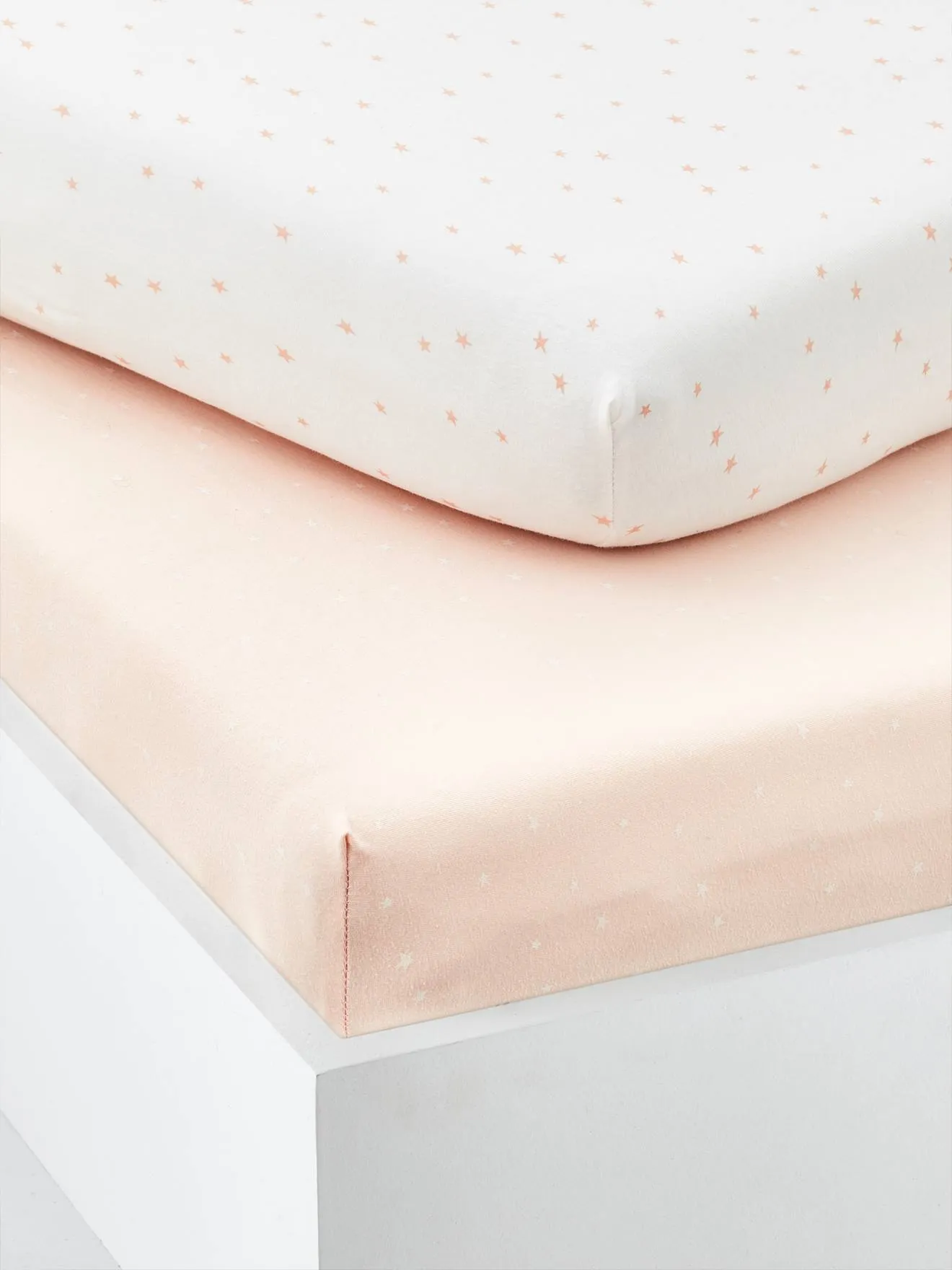 Lot de 2 draps-housses bébé en coton rose pâle - Vertbaudet