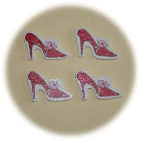 Lot de 4 boutons en bois rouge en forme d’escarpins