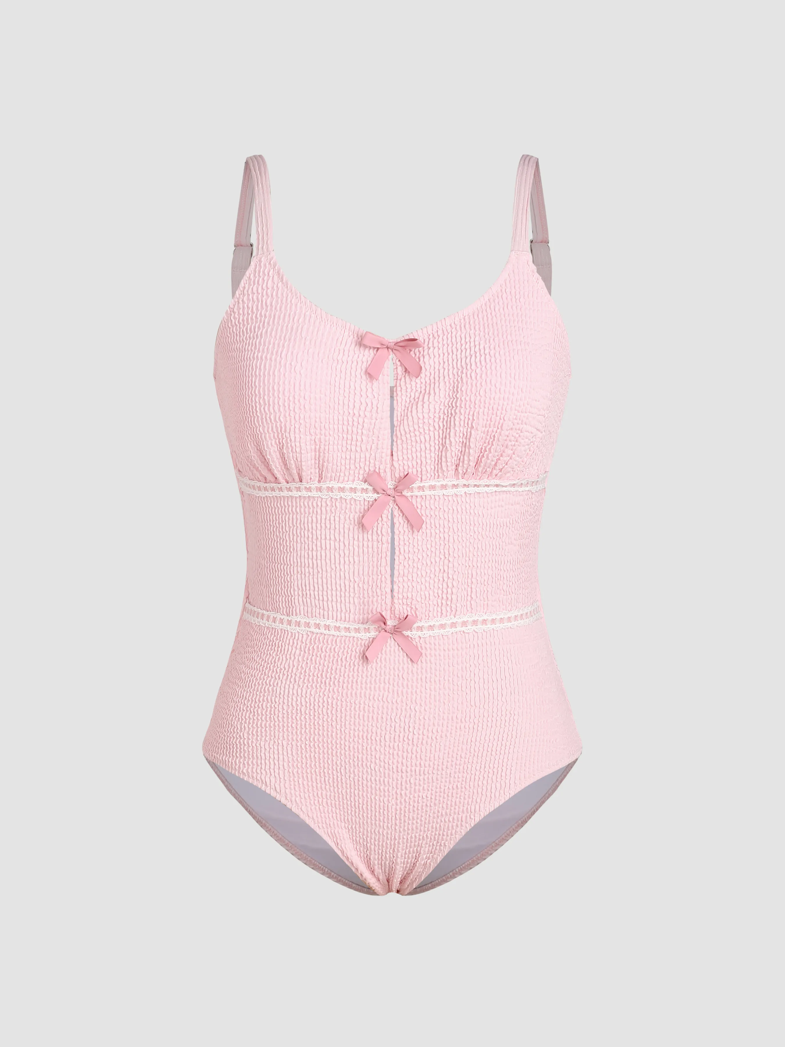  Maillot de Bain Une Pièce à Texture Dentelle Nouée