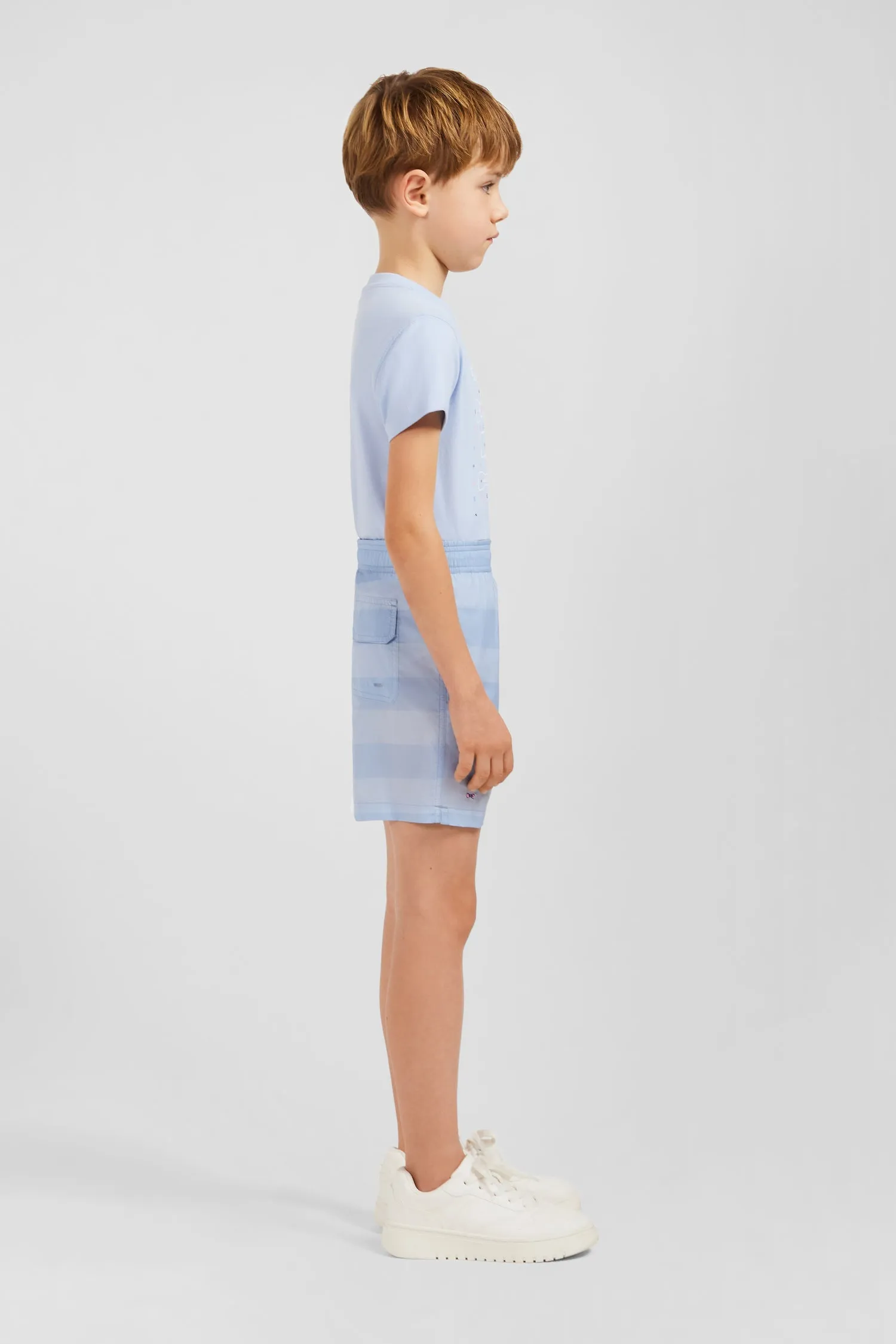 Short de bain enfant à rayures bleu clair